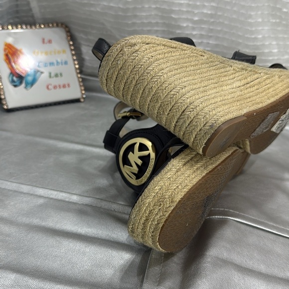 (W4) MICHAEL Michael Kors Black Wedge Sandals Espadrille 'Aubrey Charm, siz/8.5 - Picture 11 of 12